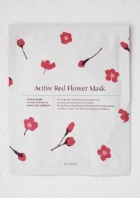 Маска тканинна для обличчя, що освітлює з омолоджуючим ефектом на основі екстрактів квіток абрикосу та комплексу амінокислот Hyggee Active Red Flower Mask 30ml
