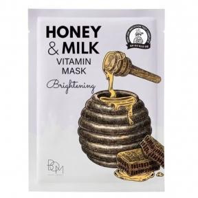  Витаминная маска с медом и молоком осветляющая BOM HONEY AND MILK VITAMIN MASK - brightening 1шт