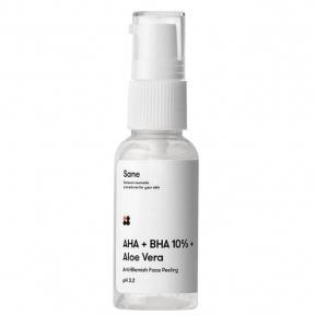 Пілінг для обличчя з екстрактом алое + AHA + BHA 10% Sane Aloe Vera Peeling Solution 30ml