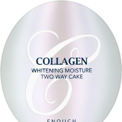 Пудра с коллагеном со сменным блоком для лица Enough Collagen 3 in 1 Whitening Moisture Two Way Cake SPF28, тон 21,  2x13g 3 - Фото 3