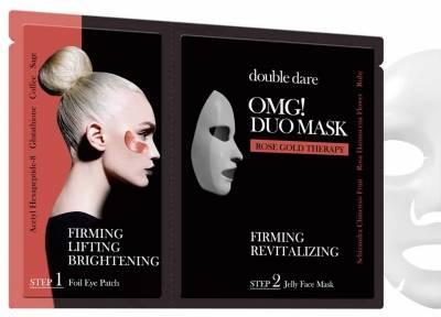 Комплекс из маски и патчей укрепляющий с рубиновой пудрой  Double Dare OMG! Duo Mask Rose Gold Therapy 29ml