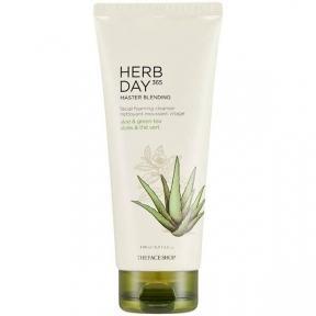 Пінка для вмивання, що очищає The Face Shop Herbday 365 cleansing foam Aloe & Green Tea 170ml