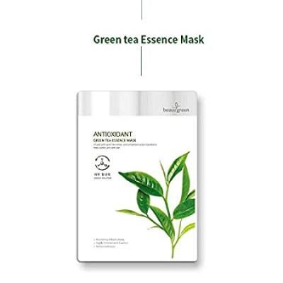 Маска тканевая антиоксидантная с экстрактом зеленого чая для лица BeauuGreen Antioxidant Green Tea Essence Mask 23ml 3 - Фото 3