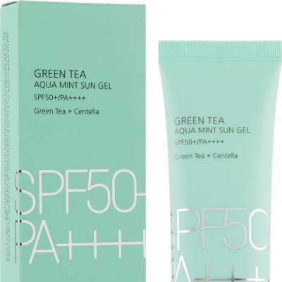 Солнцезащитный освежающий гель с экстрактом зеленого чая и мяты Cosmetea Green Tea Aqua Mint Sun Gel 50ml 1 - Фото 2