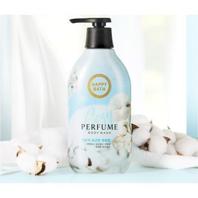 Увлажняющий парфюмированный гель для душа с ароматом цветков хлопка Happy Bath Cozy Cotton Flower Perfume Body Wash 900ml 0 - Фото 1