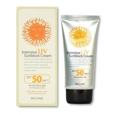 Солнцезащитный крем с арбутином 3W Clinic Intensive UV Sun Block Cream SPF50+ PA+++ 70ml
