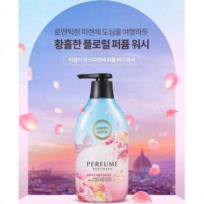 Увлажняющий парфюмированный гель для душа с ярким цветочным ароматом Happy Bath Lovely Pink Firenze Perfume Body Wash 900ml 0 - Фото 1