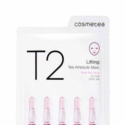 Подтягивающая тканевая маска с экстрактом чая и розовой водой Cosmetea T2 Lifting  Tea Ampoule Mask 25ml