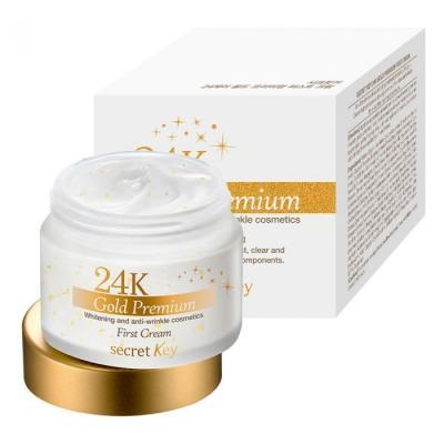 Премиальный восстанавливающий крем с экстрактом золота SecretKey 24K Gold Premium First Cream 50g 0 - Фото 1