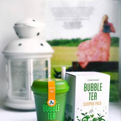 Нічна маска із екстрактом зеленого чаю Etude House Bubble Tea Sleeping pack #Green Tea 100ml