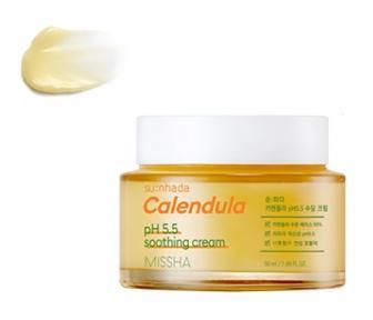 Крем для лица успокаивающий с экстрактом календулы Su:nhada Calendula pH 5.5 Soothing Cream Missha 50ml