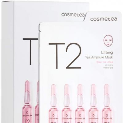Подтягивающая тканевая маска с экстрактом чая и розовой водой Cosmetea T2 Lifting  Tea Ampoule Mask 25ml 0 - Фото 1