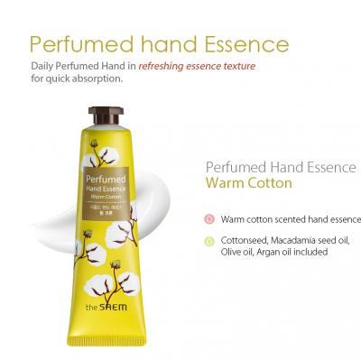 Эссенция для рук парфюмированная  укрепляющая с экстрактом хлопка The Saem Perfumed Hand Essence Warm Cotton 30ml 2 - Фото 1