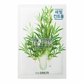 Маска тканевая антибактериальная с экстрактом чайного дерева Natural Tea Tree Sheet The Saem 20ml