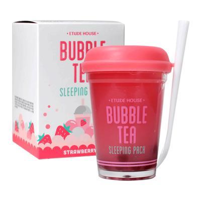 Нічна маска з екстрактом полуниці Etude House Bubble Tea Sleeping Pack #Strawberry 100ml 0 - Фото 1