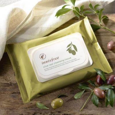 Увлажняющие салфетки для очищения кожи и снятия макияжа Innisfree Olive Real Cleansing Tissue 30 Sheets 150g 0 - Фото 1