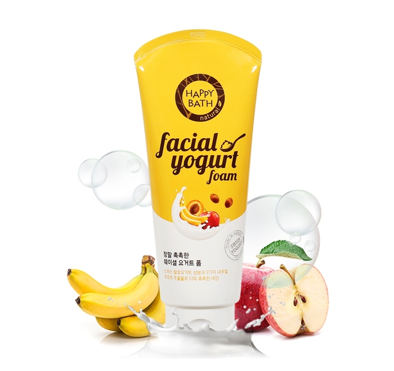 Пена для умывания увлажняющая с экстрактом йогурта и банана Happy Bath Moisture Facial Yogurt Foam 120ml