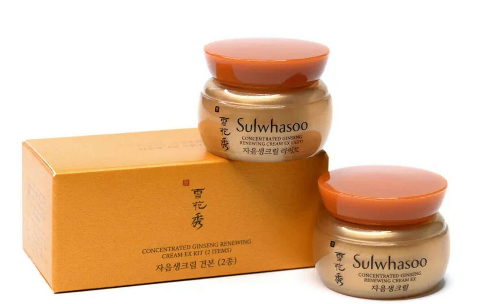 Набор миниатюр. Набор из 2-х омолаживающих кремов Sulwhasoo Concentrated Ginseng Renewing Cream EX Kit (2 items) 5mlx2