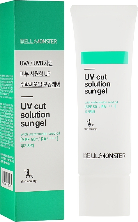 Сонцезахисний гель охолоджуючий з маслом кавунового насіння BellaMonster Pore Out Solution UV Cut Solution Sun Gel 50ml