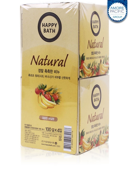 Твердое мыло питательное с бананом и яблоком Happy Bath Natural Moisture Fruit Water 100g
