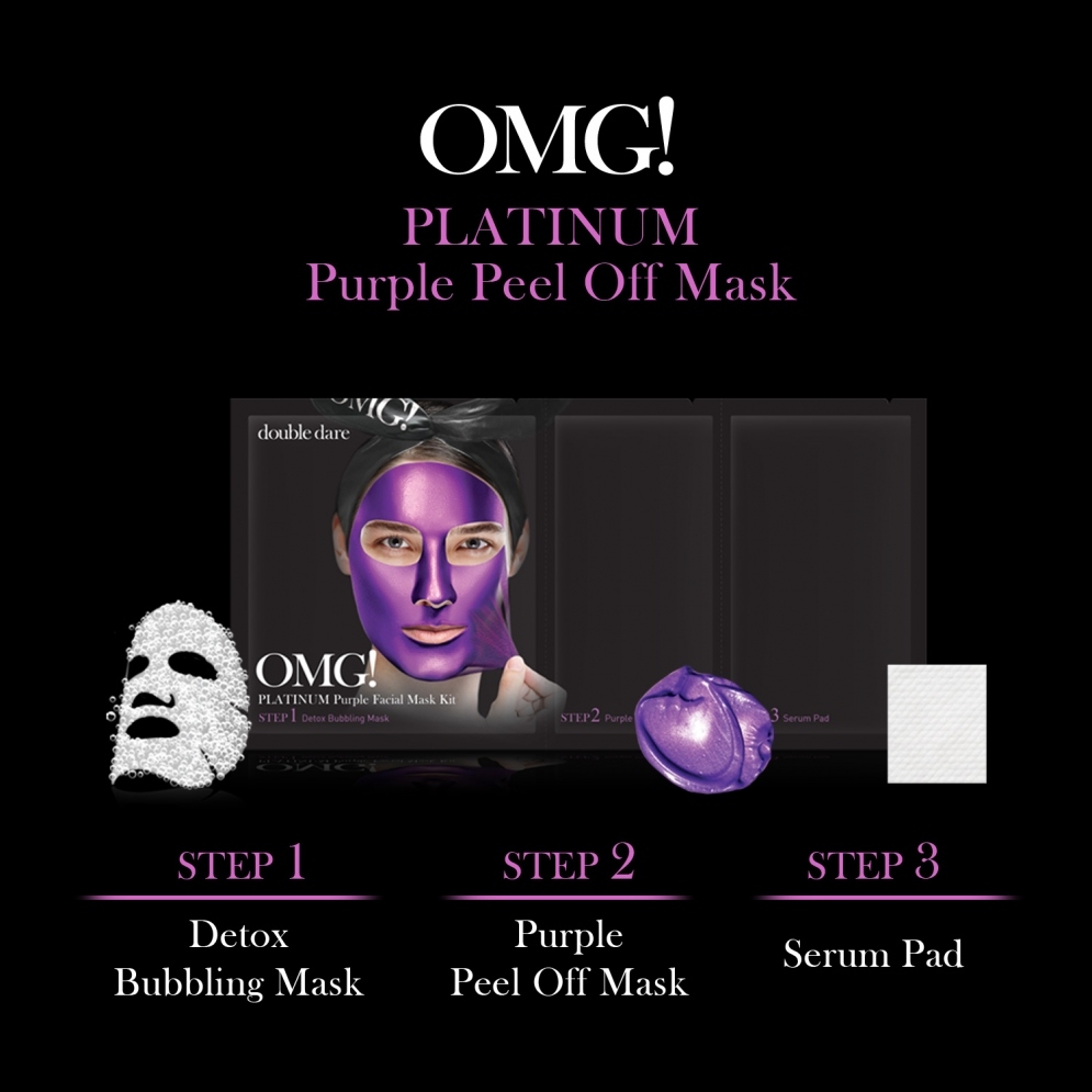 Маска Трикрокова З Екстрактом Малини Double Dare Omg! Platinum Purple Facial Mask Kit