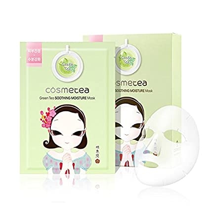 Питательная тканевая маска с экстрактом зеленого чая и алоэ Cosmetea Green Tea Soothing  Moisture Mask