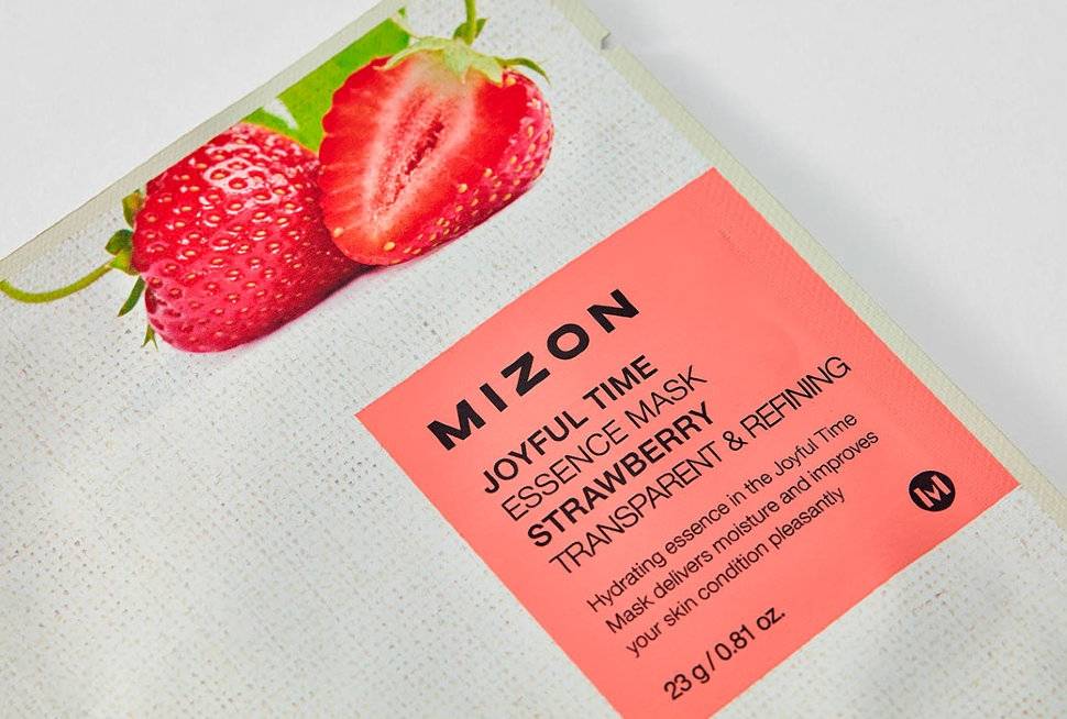 Маска смягчающая с экстрактом клубники Mizon Joyful Time Essence Mask Strawberry Transparent & Refining 23ml