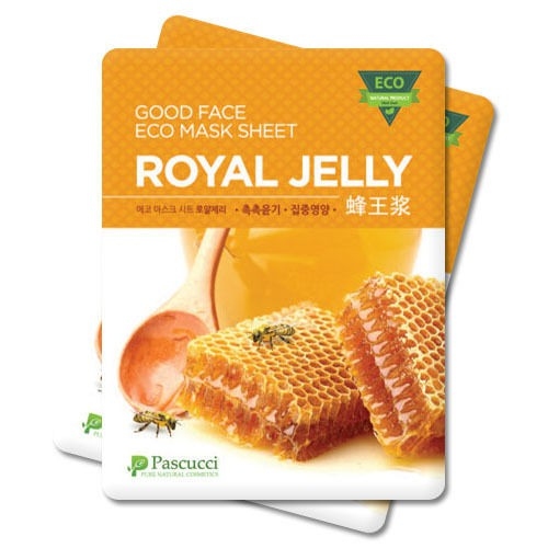 Маска тканевая восстанавливающая с пчелиным маточным молочком Amicell Pascucci Good Face Eco Mask Sheet Royal Jelly 22 ml