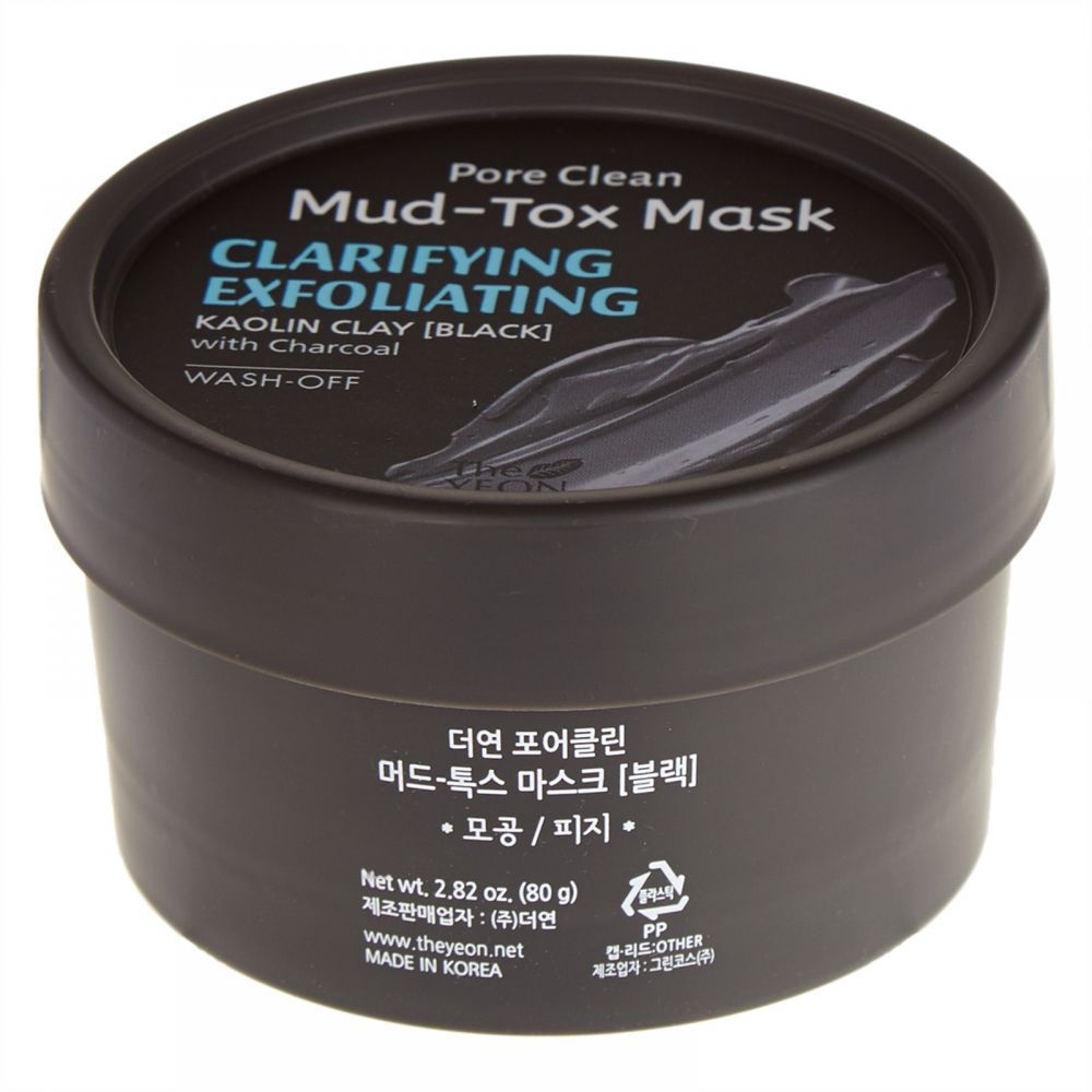 Маска-Детокс Глубоко Очищающая С Чёрной Глиной И Древесным Углём The YEON Pore Clean Mud-Tox Mask Black 80g