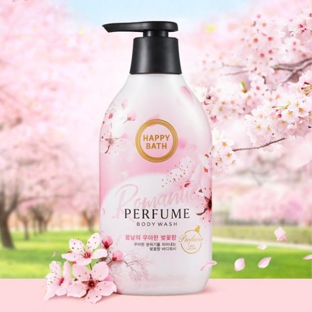 Парфюмированный гель для душа с ароматом цветков вишни Happy Bath Romantic Cherry Blossom Perfume Body Wash 900ml