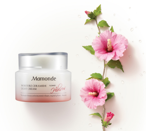 Легкий зволожуючий крем для обличчя з керамідами Ceramide Mamonde Light Cream # Hibiscus 15ml