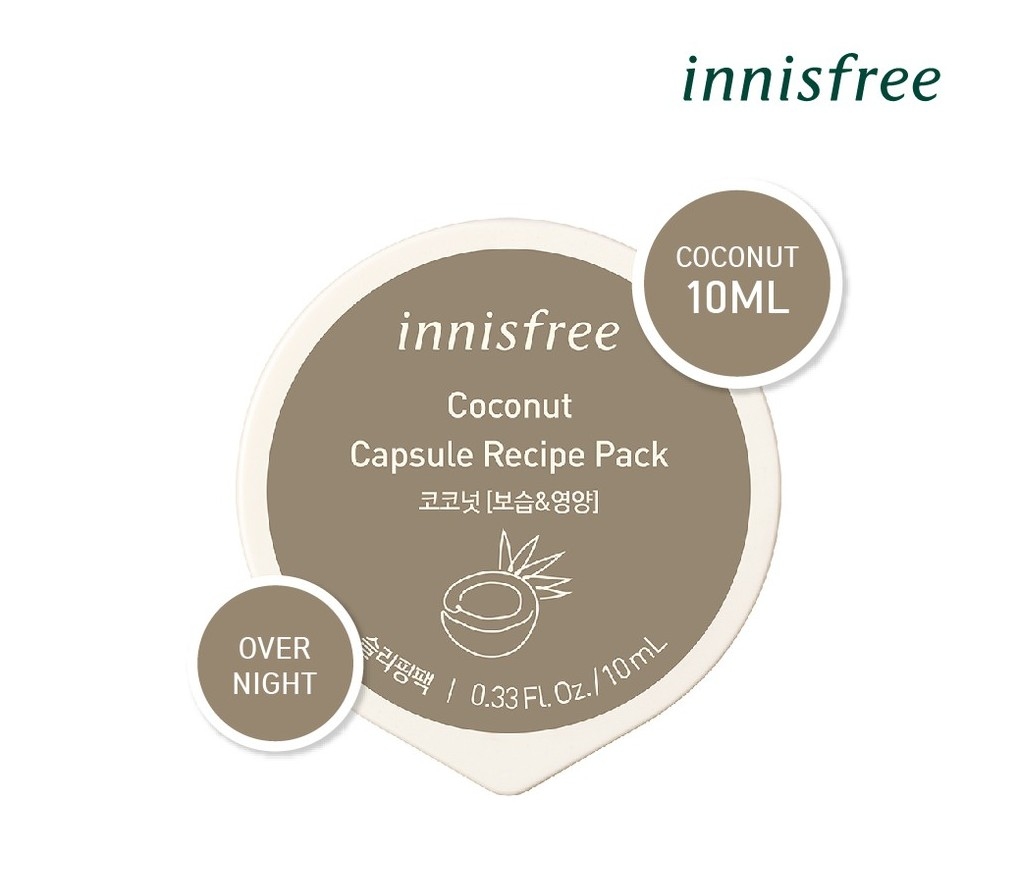 Маска нічна зволожуюча з екстрактом кокосу Innisfree Capsule Recipe Pack Coconut 10ml