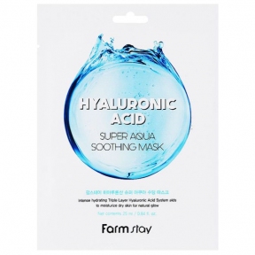 Тканинна маска для обличчя з гіалуроновою кислотою FarmStay Hyaluronic Acid Super Aqua Soothing Mask 25ml