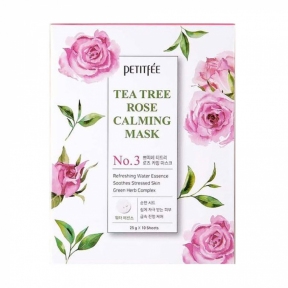 Маска тканевая успокаивающая с экстрактом чайного дерева и розы для лица Petitfee Tea Tree Rose Calming Mask 25g