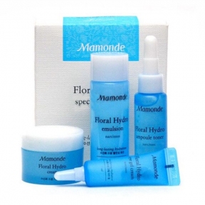 Набор: тонер, эмульсия, гель-крем для кожи вокруг глаз и крем для лица  увлажняющие Mamonde Floral Hydro Special Trial Kit 15ml*25ml*5ml*15ml