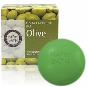 Органическое твердое мыло с оливковым маслом  Happy Bath Essence Moisturizing Bar Olive Soap 4 шт
