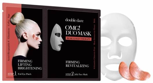 Комплекс из маски и патчей укрепляющий с рубиновой пудрой  Double Dare OMG! Duo Mask Rose Gold Therapy 29ml