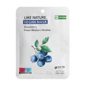 Тканевая маска для лица с экстрактом черники Eyenlip Like Nature Vegan Mask Pack # Blueberry x 1ea