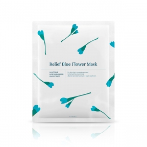Маска тканевая для лица с охлаждающим эффектом для кожи, склонной к раздражениям с экстрактом алоэ вера Hyggee Relief Blue Flower Mask 35ml