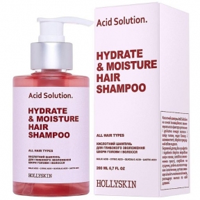 Кислотный шампунь для глубокого увлажнения кожи головы и волос Hollyskin Acid Solution Hydrate & Moisture Hair Shampoo 200ml